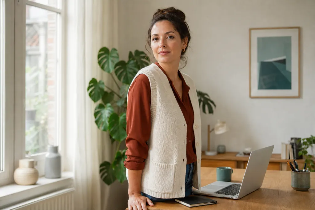 Indépendante travaillant sur son ordinateur portable